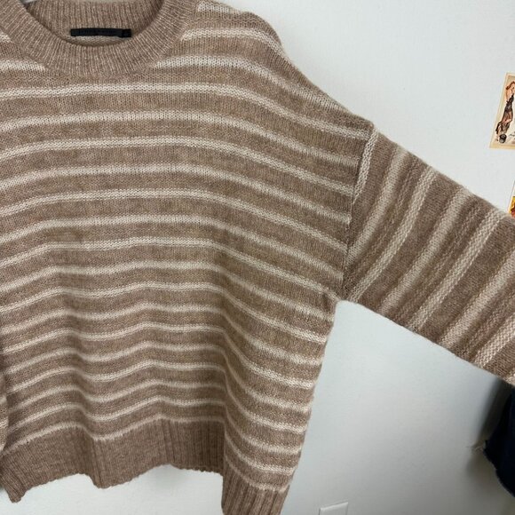 Jenni Kayne Women's Alpaca Cocoon Crew Neck Sweater L Stripe Minimalist Contempo - Picture 7 of 13